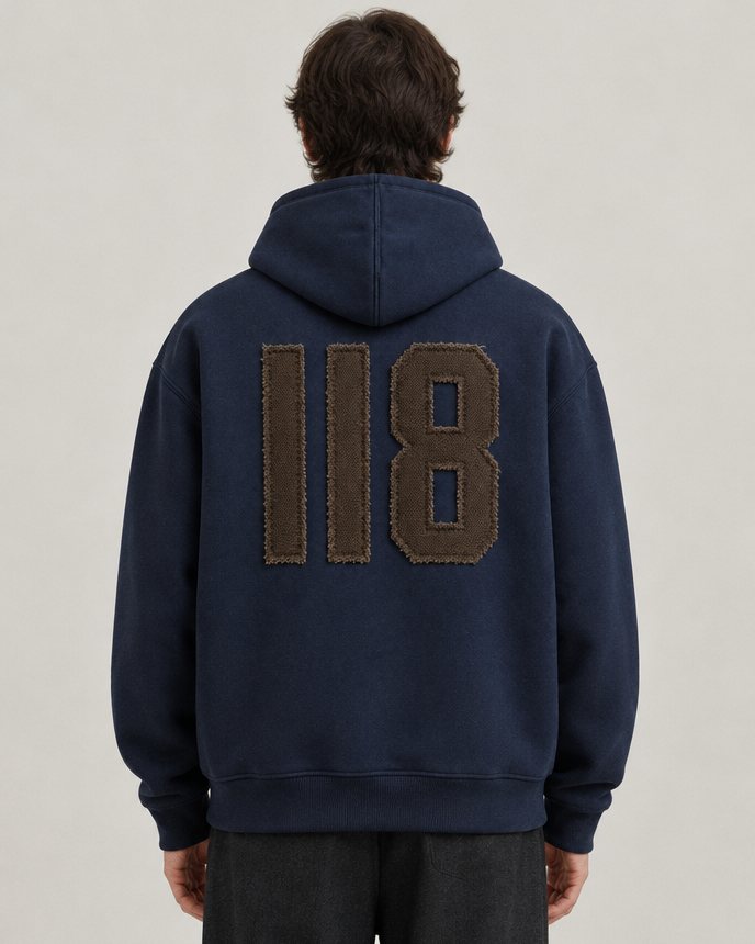 118 Zipped Hoodie in Hot Fudge