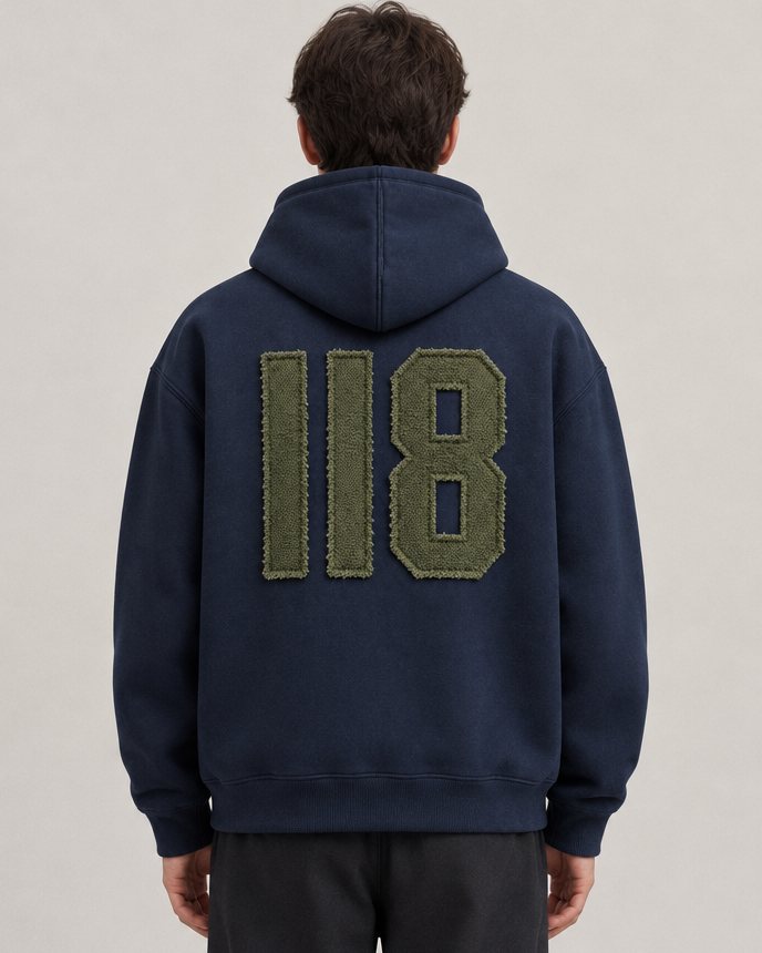 118 Zipped Hoodie in Olive Branch