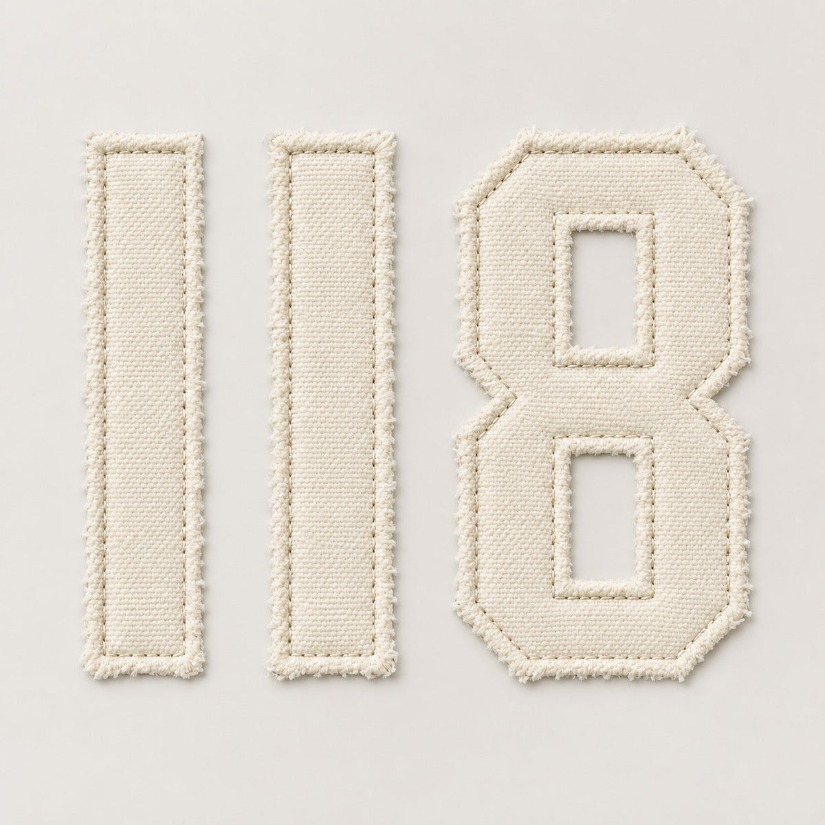 Driedelige 118-patchset in Cloud Dancer katoenen canvas met geborstelde rauwe randen