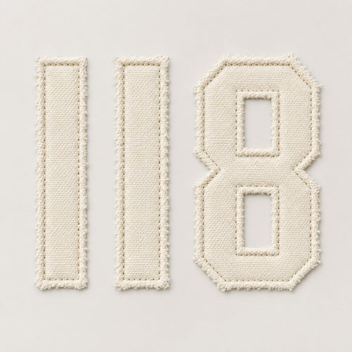 Driedelige 118-patchset in Cloud Dancer katoenen canvas met geborstelde rauwe randen
