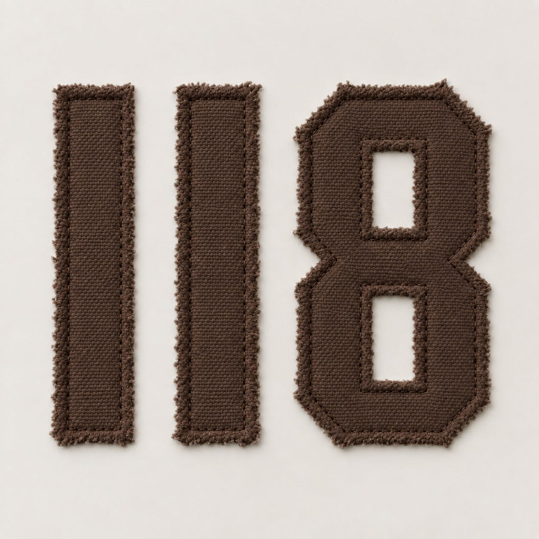 Driedelige 118-patchset in Hot Fudge katoenen canvas met geborstelde rauwe randen