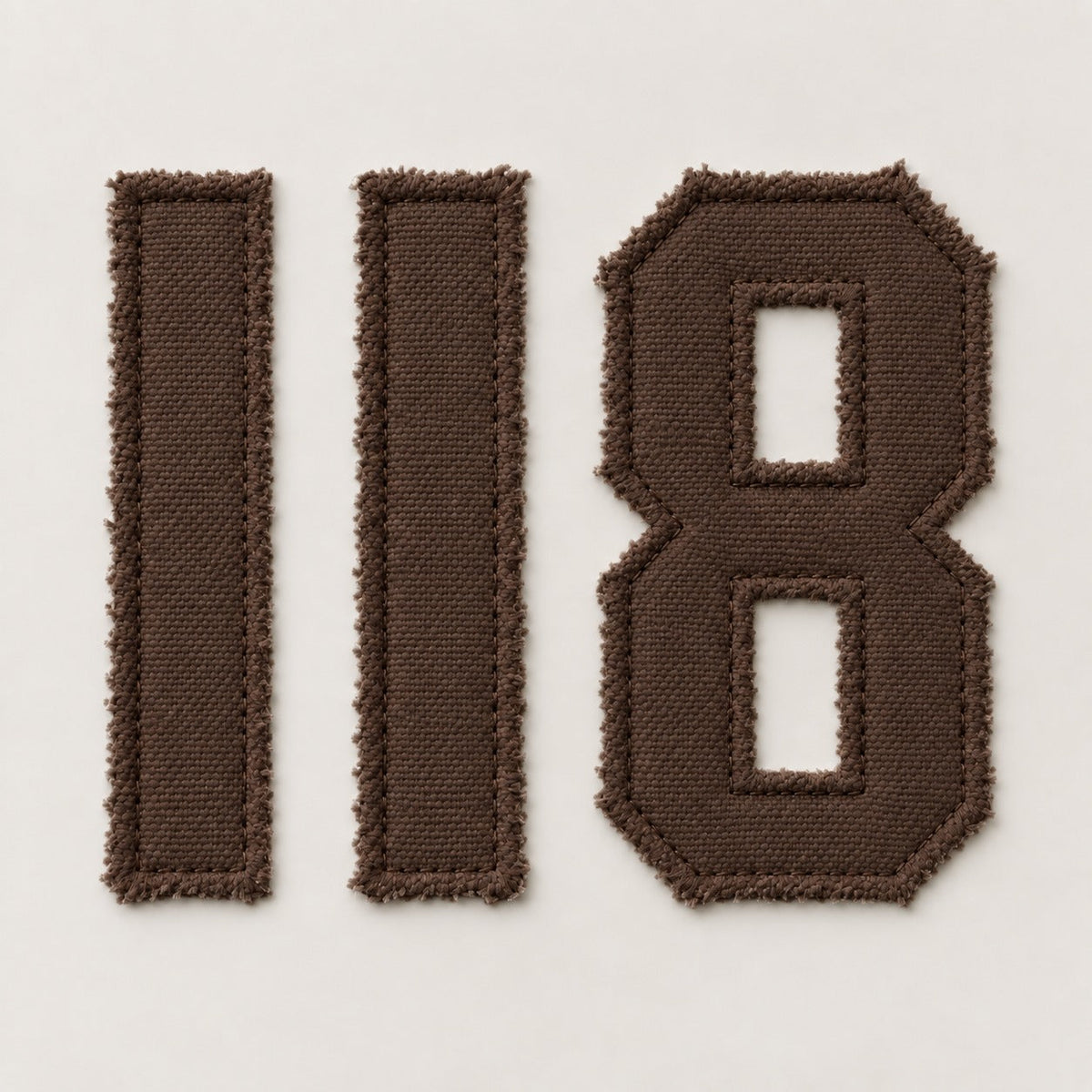 Driedelige 118-patchset in Hot Fudge katoenen canvas met geborstelde rauwe randen