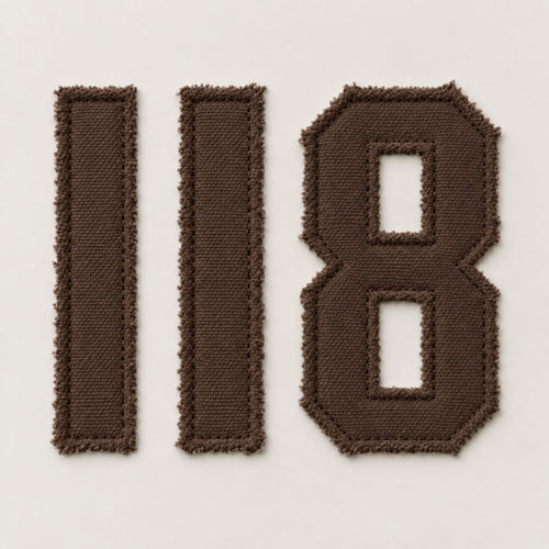 Driedelige 118-patchset in Hot Fudge katoenen canvas met geborstelde rauwe randen